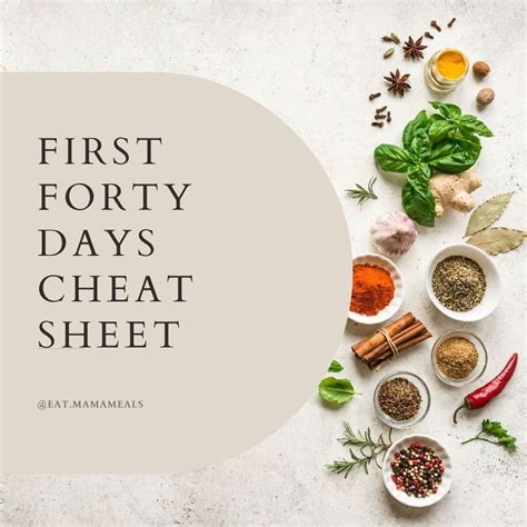 First forty days cheat sheet – Artofit