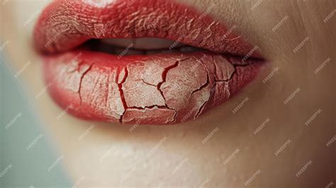 Premium AI Image | Lips Close up of chapped cracked lips dry skin problem with mouth disease before