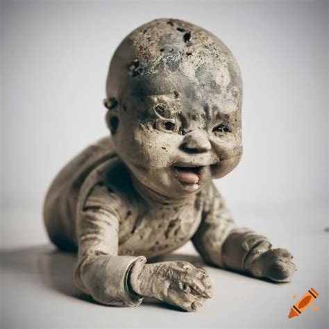 Abstract sculpture of a concrete baby