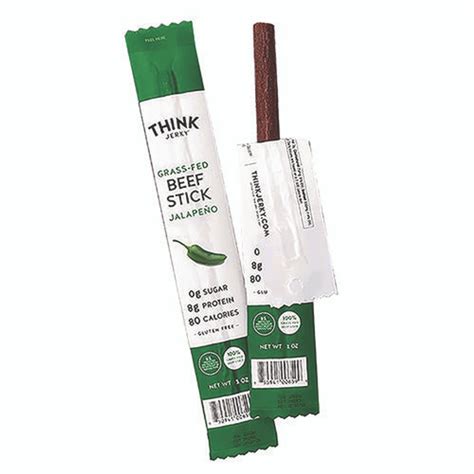 Think Jerky Jalapeno 100% Grass-fed Beef Sticks, 1 Oz Individually ...
