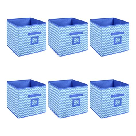 Amazon Brand - Solimo Printed Fabric Square Storage Box, (Blue, Large ...