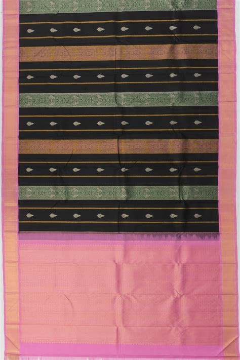 Classic Kanchipuram Silk Brocade Black Saree | Kankatala