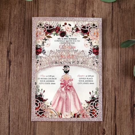 DreamBuilt 5x7.2 inch 50PCS Blank Rose Gold Glitter Quinceanera ...