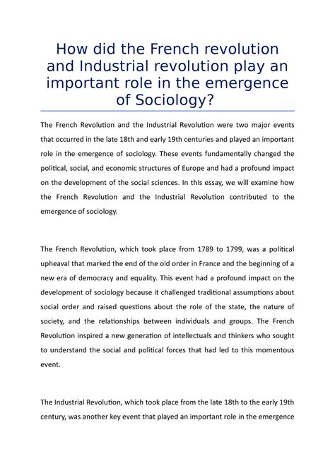 How did the French revolution and Industrial revolution play an important role in the emergence ...