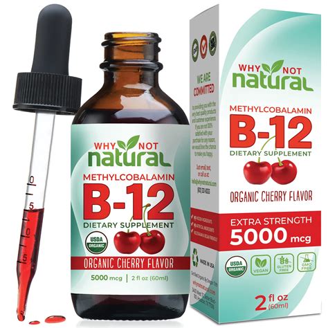 Buy Why Not Natural B12 Liquid - Sublingual Extra Strength 60 x 5000 mcg Methylcobalamin Drops ...