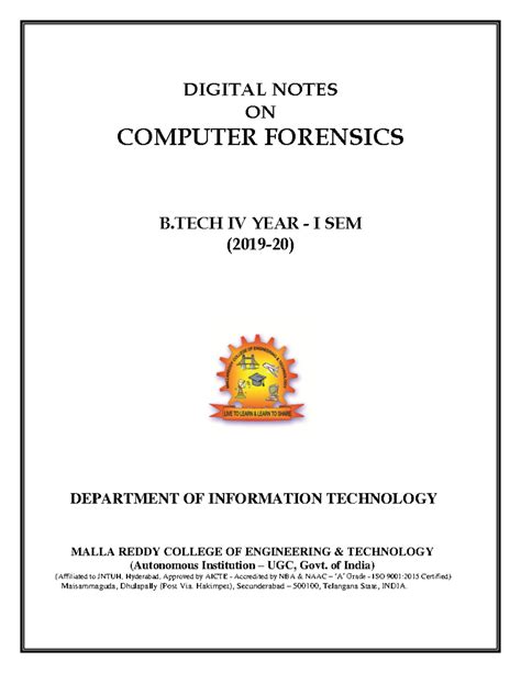 R15A0533 CF - Nil - DIGITAL NOTES ON COMPUTER FORENSICS B IV YEAR - I ...