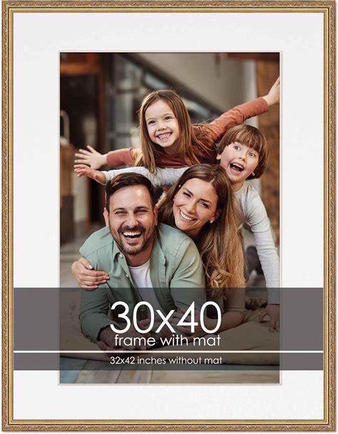 Amazon.com - 30x40 Frame with Mat - Antique Gold 32x42 Frame Wood Made ...
