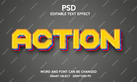 Premium PSD | Action 3d editable psd text effect