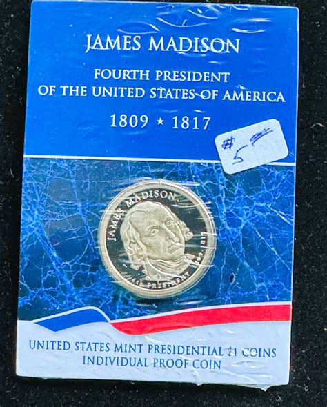 U.S. MINT PRESIDENTIAL GOLDEN $1 DOLLAR PROOF COIN, JAMES MADISON ...