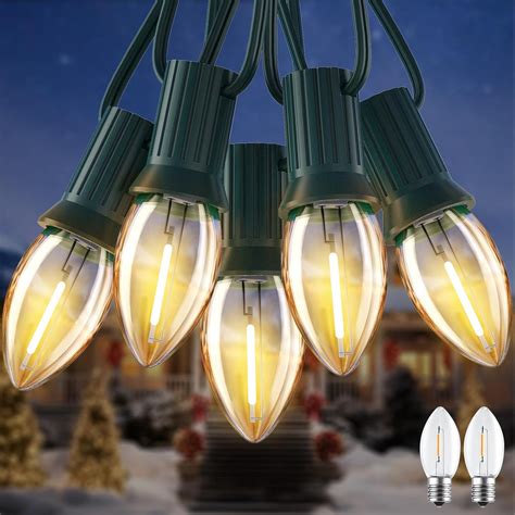 Amazon.com: Minetom 50FT C7 LED Christmas Lights, Outdoor Vintage ...