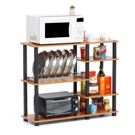 Livzing Turn N Tube 5 Tier Kitchen Storage Rack-Wooden Microwave Oven ...
