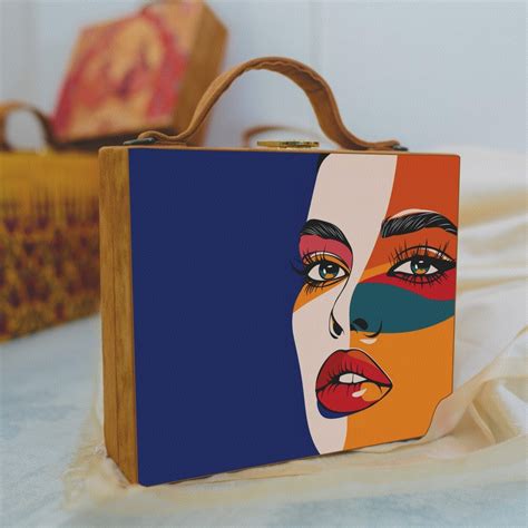 Multicolor Face Printed Suitcase Style Clutch - Artklim