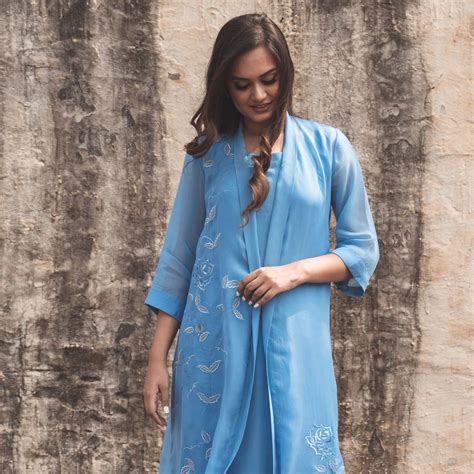 Buy Cobalt Crepe Kurta Set For Women | Indyverse