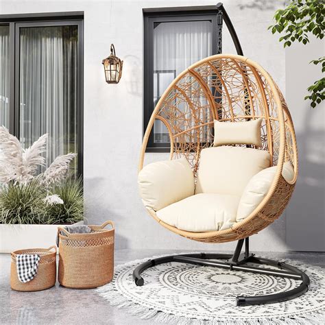 Wicker White Indoor Egg Chair Oversized Hanging Egg Chair Outdoor ...