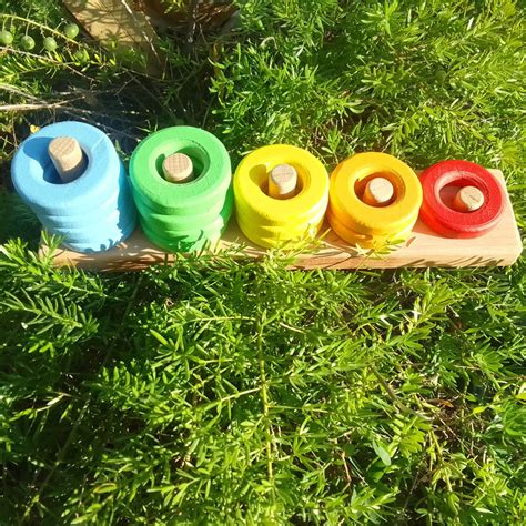 Wooden ring stacker toy for kids-Buy child safe toys online at Hawbeez.