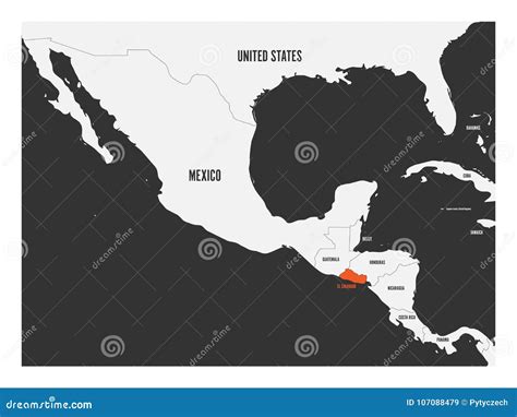 El Salvador Orange Marked in Political Map of Central America. Simple Flat Vector Illustration ...