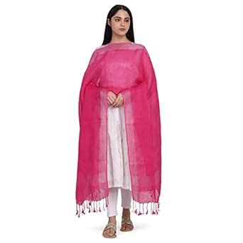 Buy Amazon Brand - Anarva Women Hand Woven Linen Zari Dupatta With Pom ...