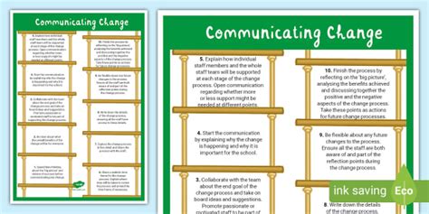 Communicating Change Tips Poster for School Staff - Twinkl