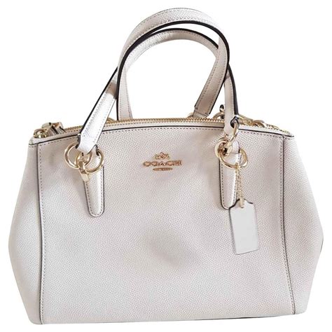 Coach handbag or shoulder strap White Eggshell Leather ref.126127 ...
