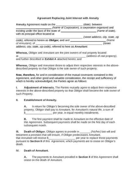 Annuity Agreement - Blank Fillable Template | Fill Out, Print ...