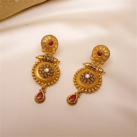 Buy Bridal Veil Gold Earrings 22 KT yellow gold (11.5 gm). | Online By ...
