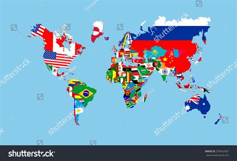 World Countries Flags Map Symbols Complete Stock Illustration 279562937