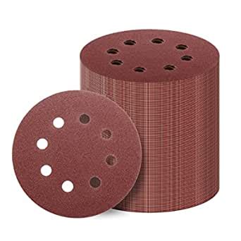 40 Pcs 5 Inch Sanding Discs Sandpaper 8 Hole Hook for Random Orbital ...