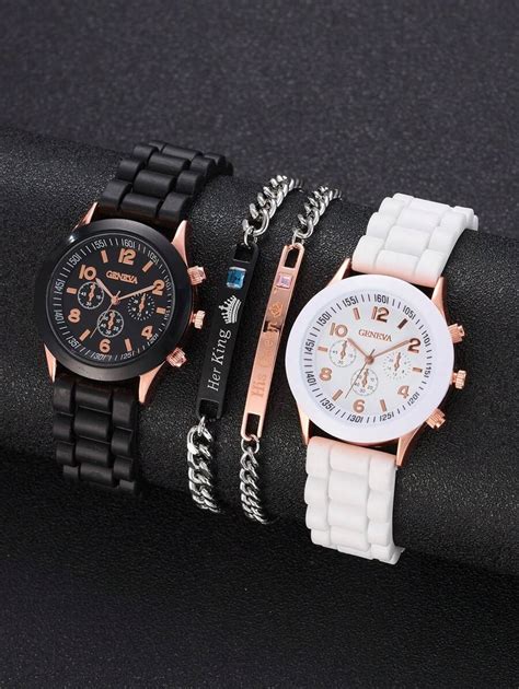Conjunto De Relojes Para Parejas De 4 Piezas Con Correa De Reloj De ...