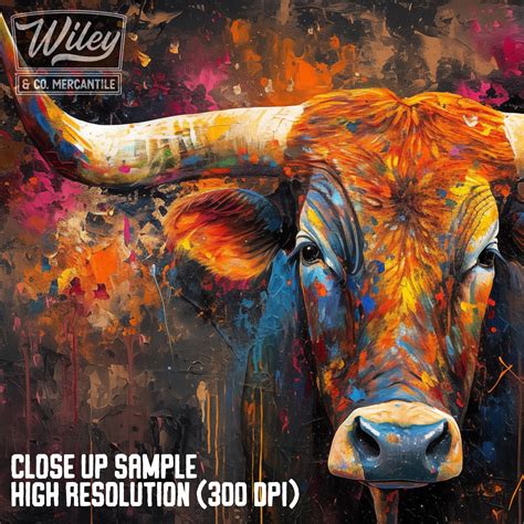 Texas Longhorn Canvas Art Print Longhorn Painting Print, Western Cattle ...