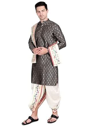 Buy Rameshwaram Fabrics Dhoti Kurta Dupatta Set for Men - Sherwani ...