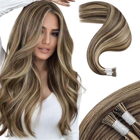 Amazon.com : Moresoo Blonde Itip Hair Extensions Real Human Hair I Tip ...