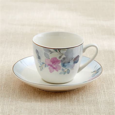 Buy Altius Periwinkle Bone China Floral Print Cup and Saucer - 200ml ...