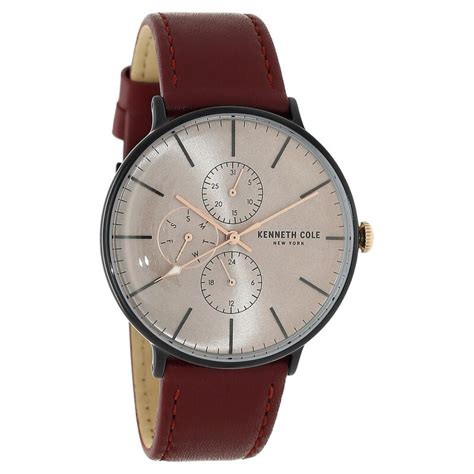 Buy Online Kenneth Cole Quartz Multifunction Brown Dial Leather Strap ...