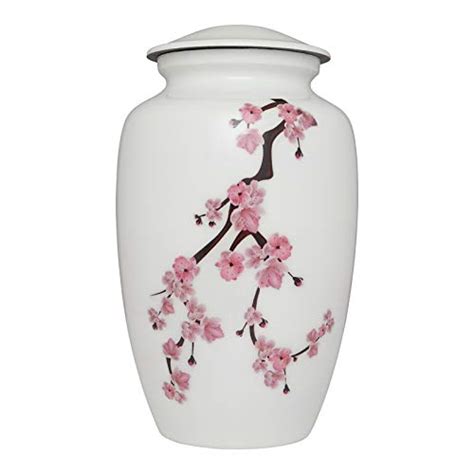 Buy Pink Cherry Blossom Flowers Cremation Urn - White Funeral Urn for ...