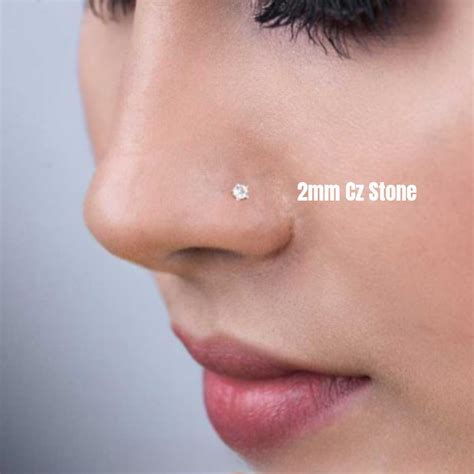 (GNP) 2MM KDM GOLD NOSEPIN (25 TONCH) STUDDED WITH CZ STONE 1 PIECE (T ...
