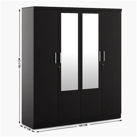 Buy Helios Rhine 4-Door Wardrobe with Mirror - Wenge from Helios by ...