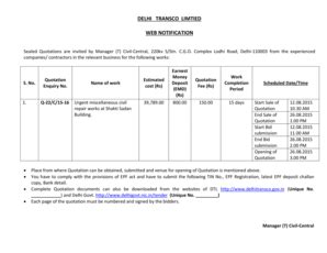 Fillable Online DELHI TRANSCO LIMTIED WEB NOTIFICATION Fax Email Print ...