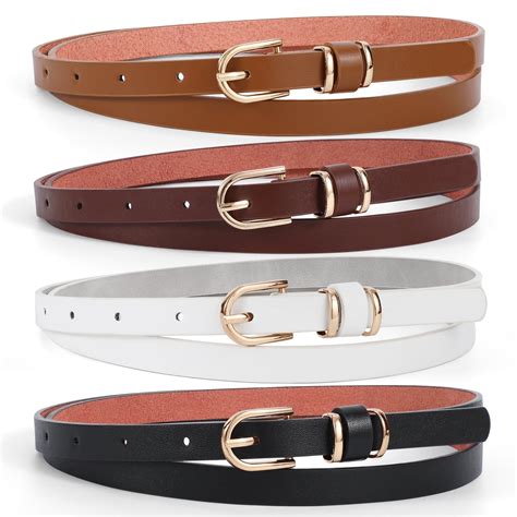 JASGOOD Women's Skinny Leather Belt for Jeans Pants with Gold Alloy ...