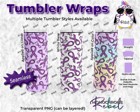 Pancreatic Cancer Ribbons Tumbler Wrap – Monochrome Rebel