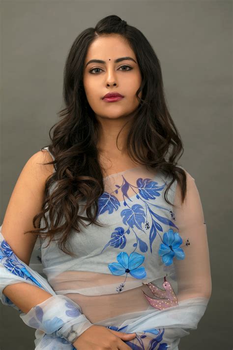 Avika Gor in Powder Blue Hand Painted Saree – modernaari