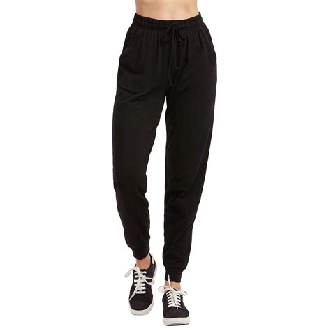 Women's Cotton Stretch Jogger Pants, Black S, with Elastic Waistband ...