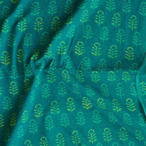 Pure Cotton Doby Discharge Green With Light Green Small Flower Motifs ...