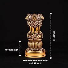 Buy Ashoka Lion Capital Statue, Golden Finish, Indian National Emblem ...