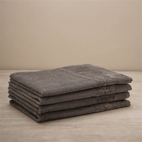 Shop Set Of 4 Dark Grey Cotton Hand Towel - at Best Price Online in India