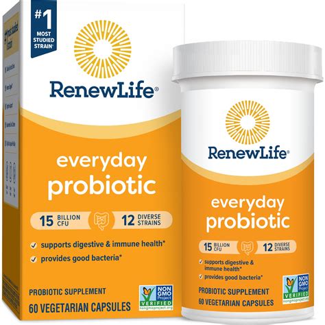 Renew Life Daily Flora Adult Everyday Probiotic Capsules, 15 Billion ...