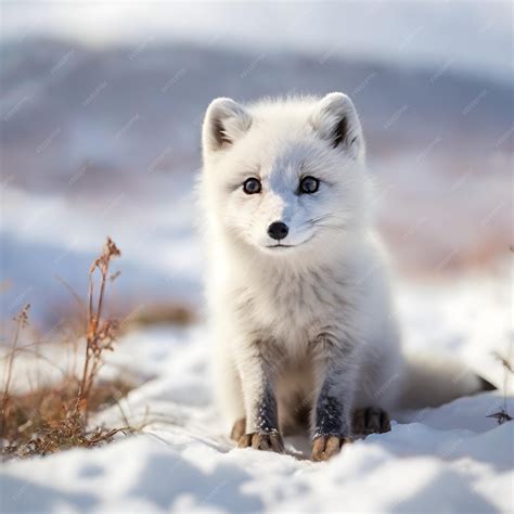 Premium Photo | Baby Arctic Fox in Snowy Habitat of Winter Landscape