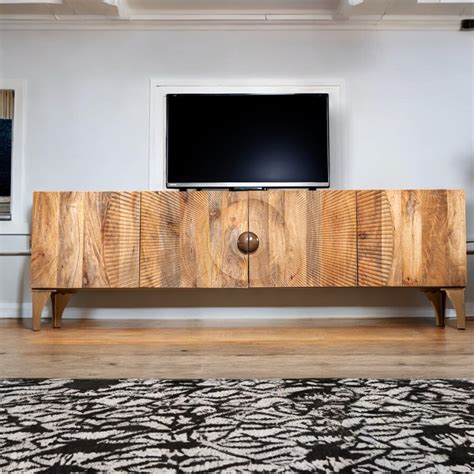 Buy Sunset Handcrafted TV unit low board natural brown gold solid mango ...