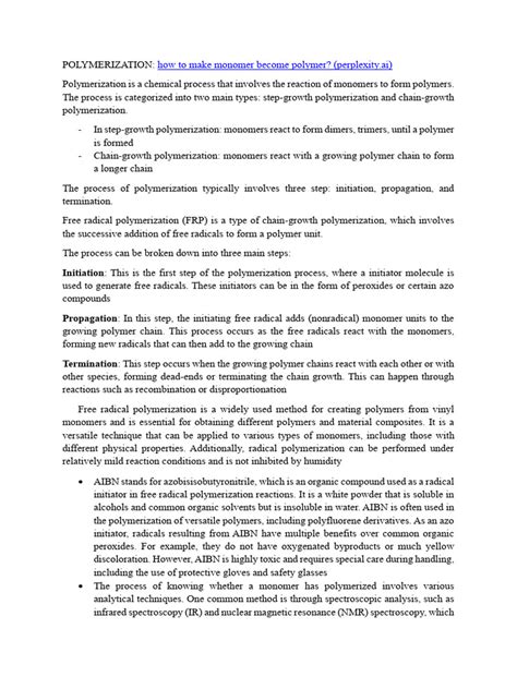 Rezultat imagine pentru Polymerization PDF