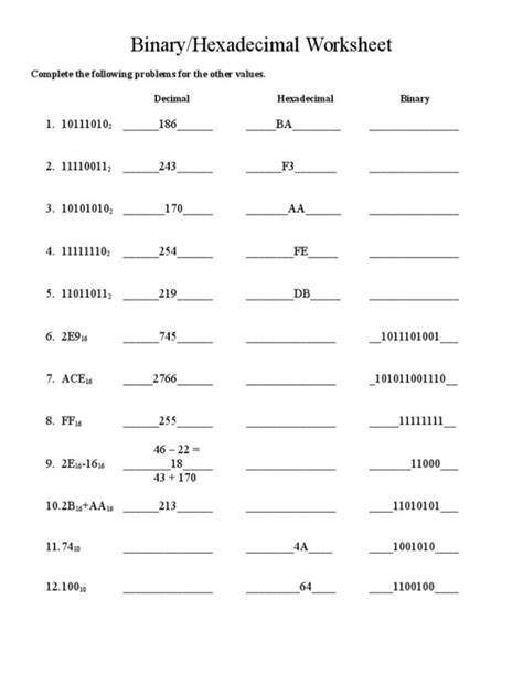 Image result for Binary Conversion Worksheet