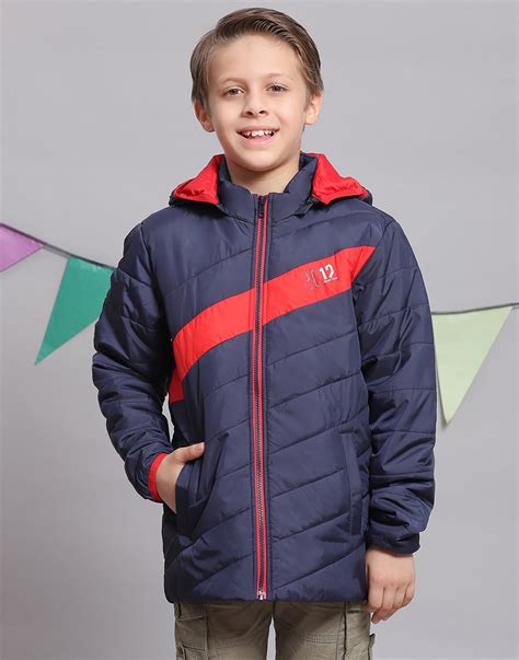 Buy Boys Navy Blue Solid Hooded Full Sleeve Boys Jacket Online in India ...